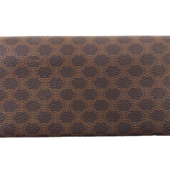 CELINE Long Wallet Macadam Beige PVC ?~ Leather Authentic Used - Picture 1 of 9
